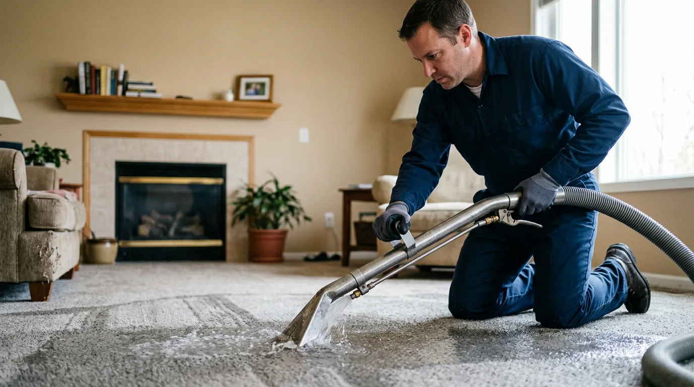 Water damage restoration technician working near Romulus, MI